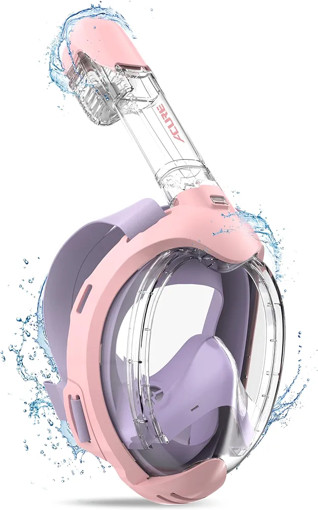 ACURE Kids Snorkel Mask Full Face - Anti-Fog & Dry Top Snorkel Set, Snorkeling Gear with Easier Breathing System for Swimming Beginners Ages 3-8