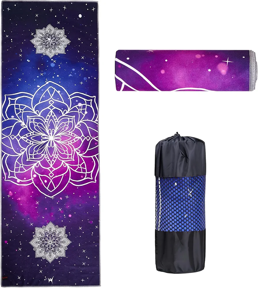 Yoga Towel - Tie-Die Textures Non-Slip Yoga Towel with Bag - Odorless and 100% Absorbent Microfiber Sweat Towel - Yoga Towel Mat for Hot Yoga, Bikram and Pilates - 24''x72'' Hot Yoga Towel