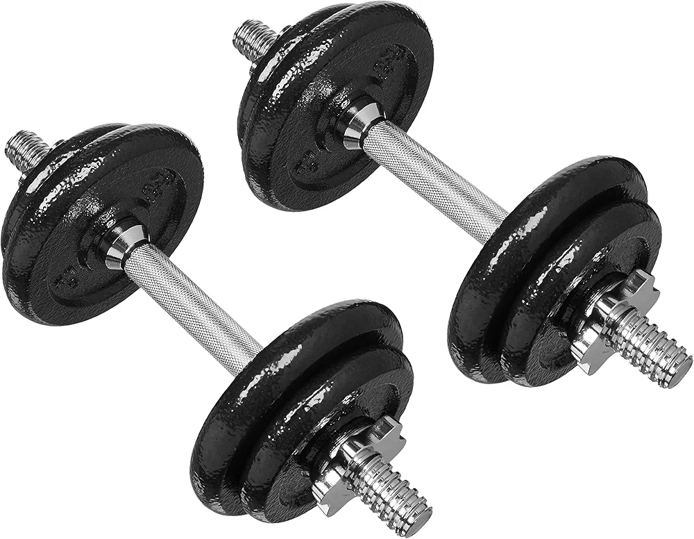 Amazon Basics Adjustable Dumbbell Hand Weight Set, 38 pounds, Black