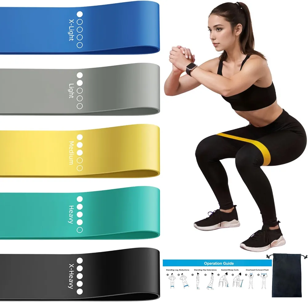 Resistance Loop Exercise Bands for Home Fitness, Yoga Pilates, Stretching, Strength Training, and Physical Therapy - Elastic Workout Bands Set, Ideal for Women & Men
