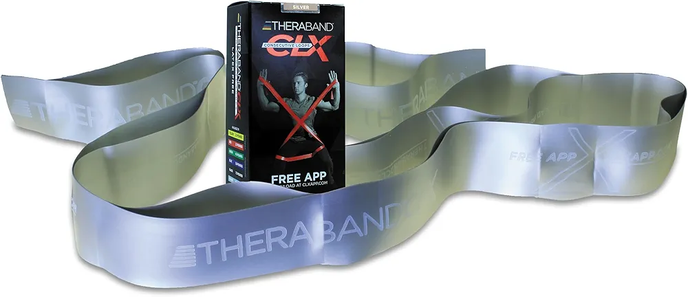 THERABAND CLX Resistance Band with Loops, Fitness Band for Home Exercise and Full Body Workouts, Portable Gym Equipment