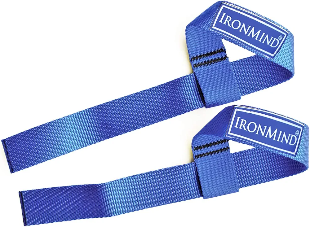 IronMind Strong-Enough Lifting Straps (Pair) - Blue Nylon Wrist Wraps for Weightlifting, Deadlifts, Strength Training