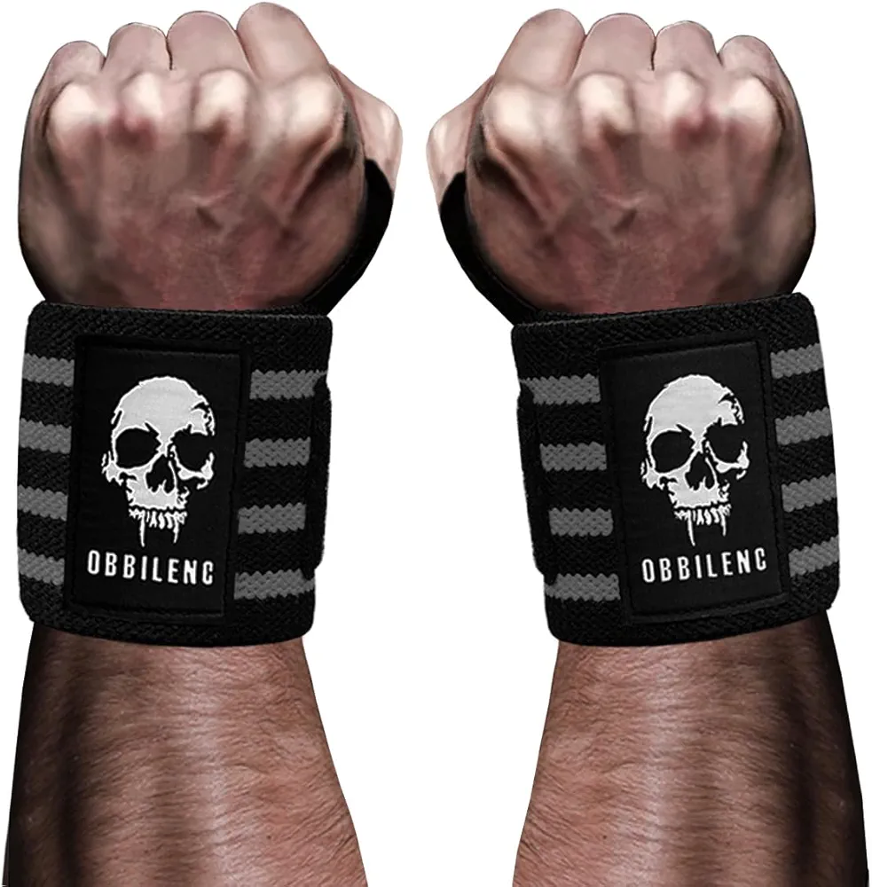 Gym Wrist Wraps, Weightlifting Wrist Straps for Men and Women, Heavy Duty Elastic Cotton Wrist Support Straps for Weight Lifting, Strength Training, Gymnastics and Bodybuilding (Senior Gray)