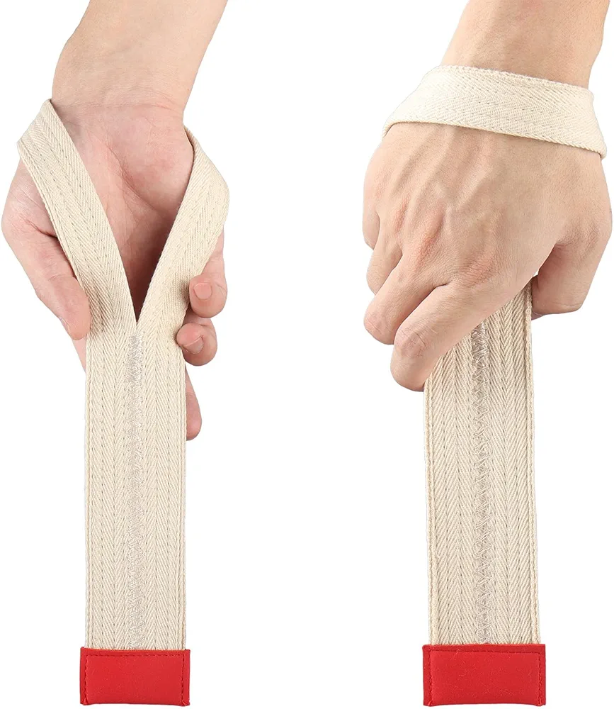 Cotton Gym Wrist Straps for Weightlifting, 13.5" Hand Grip Lifting Straps for Powerlifting Deadlift Snatches, Pair of 1