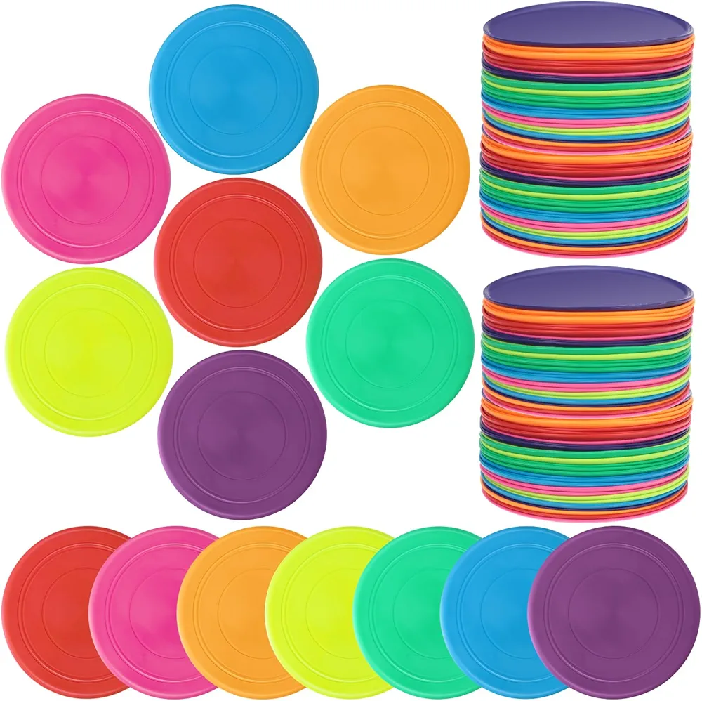 Vinsot Flying Discs Bulk Flying Discs for Kids Soft Rubber Flyer Disk Outdoor for Children Adults Dogs for Sports Party Favors, 7 Colors