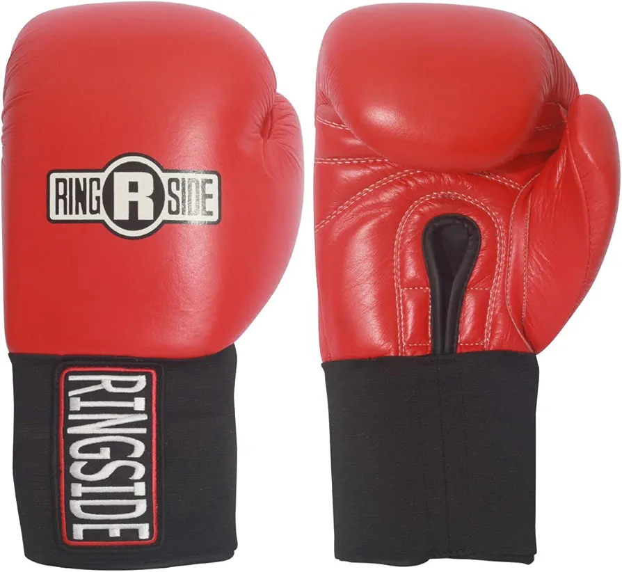 Ringside Competition Leather Boxing Gloves - USA Boxing Approved, Hook & Loop Closure, Safety Gloves for Boxing Training & Competition, Red, 10 oz