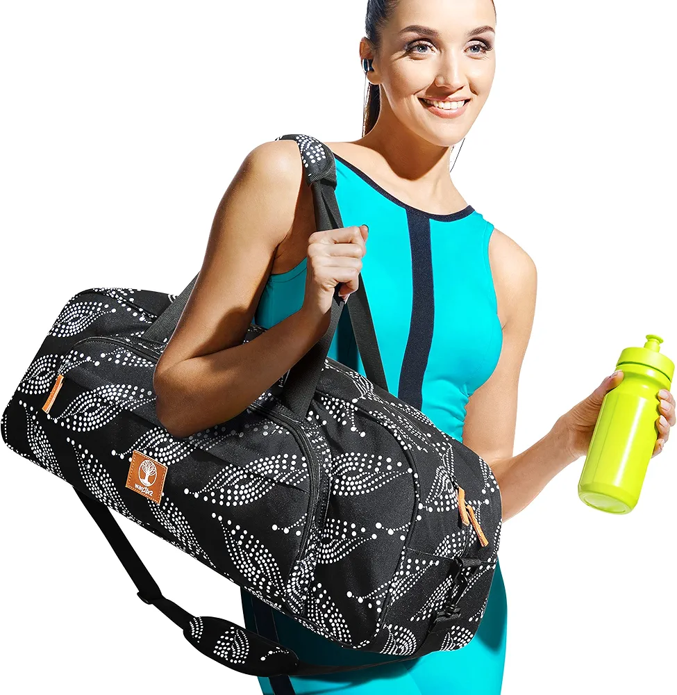 Yoga Mat Bag, 8-Pocket Yoga Gym Bag Fits 1/2" Thick Mat & Yoga Blocks, Detachable Straps | Large Gym Bag With Yoga Mat Holder For Women, Men. Yoga Duffle, Yoga Tote