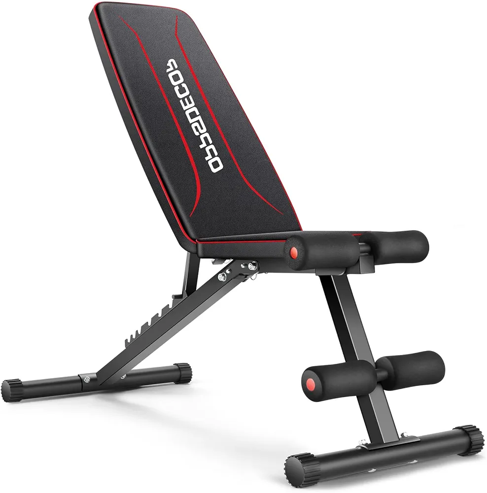 OPPSDECOR Weight Bench Foldable Bench Press Adjustable Incline Flat Decline Workout Bench for Smith Machines Power Cage Home Gym Model 7