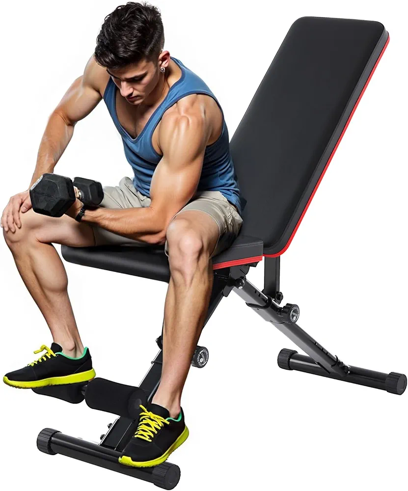 Weight Bench, Adjustable Workout Bench for Home Gym, Foldable Bench Press for Full Body Strength Training, 795LBS Capacity, Incline Decline Sit-Up Benches