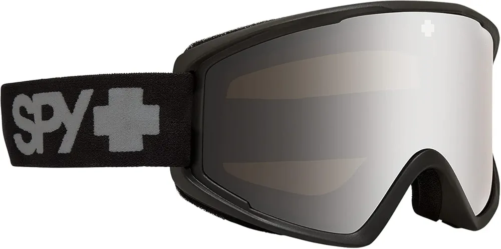 Spy Optic Crusher Elite Eco Mid-Size Goggle with Bronze Silver Mirror Cylindrical Lens, 100 Percent UV Protection, and Ergonomic Face Foam (Matte Black)