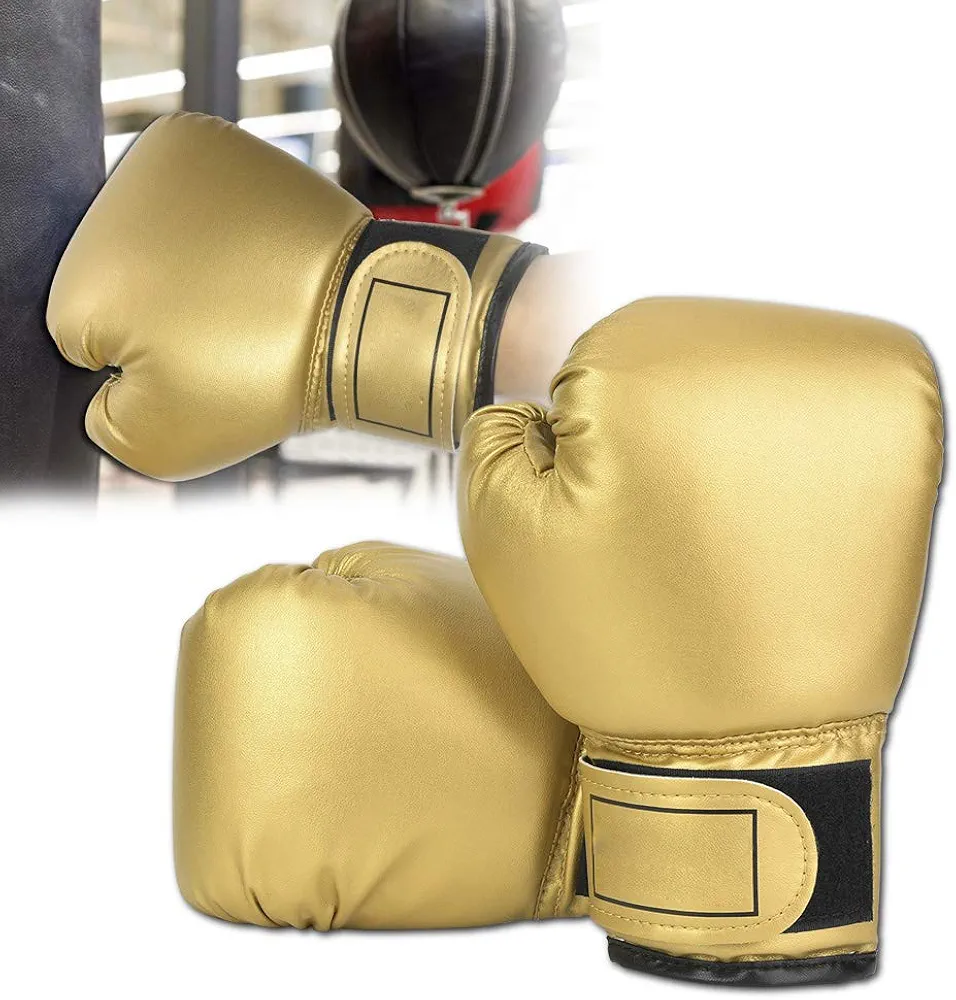 Children Boxing Gloves PU Leather Kids Punching Gloves Fighting Punch Bags Pads for Thai Boxing Training(Gold)
