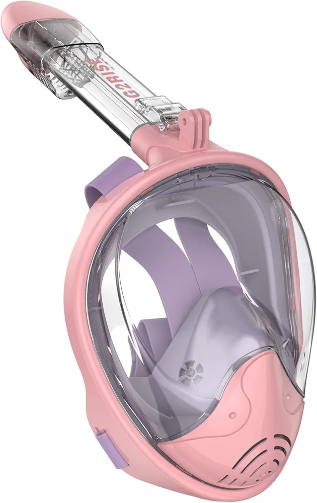 G2RISE SN01 Full Face Snorkel Mask with Detachable Snorkeling Mount, Anti-Fog and Foldable Design for Adults Kids (Purple Pink, S/M)