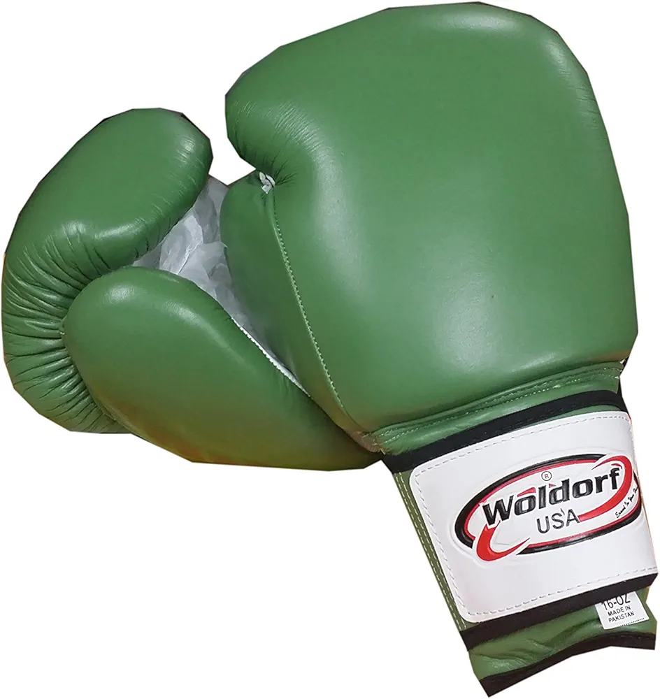 Boxing Gloves in Leather Green 14oz Sparring, Grappling, Kickboxing, Fighting Gloves, Muay Thai Training Gloves, Heavy Bag Punching Gloves