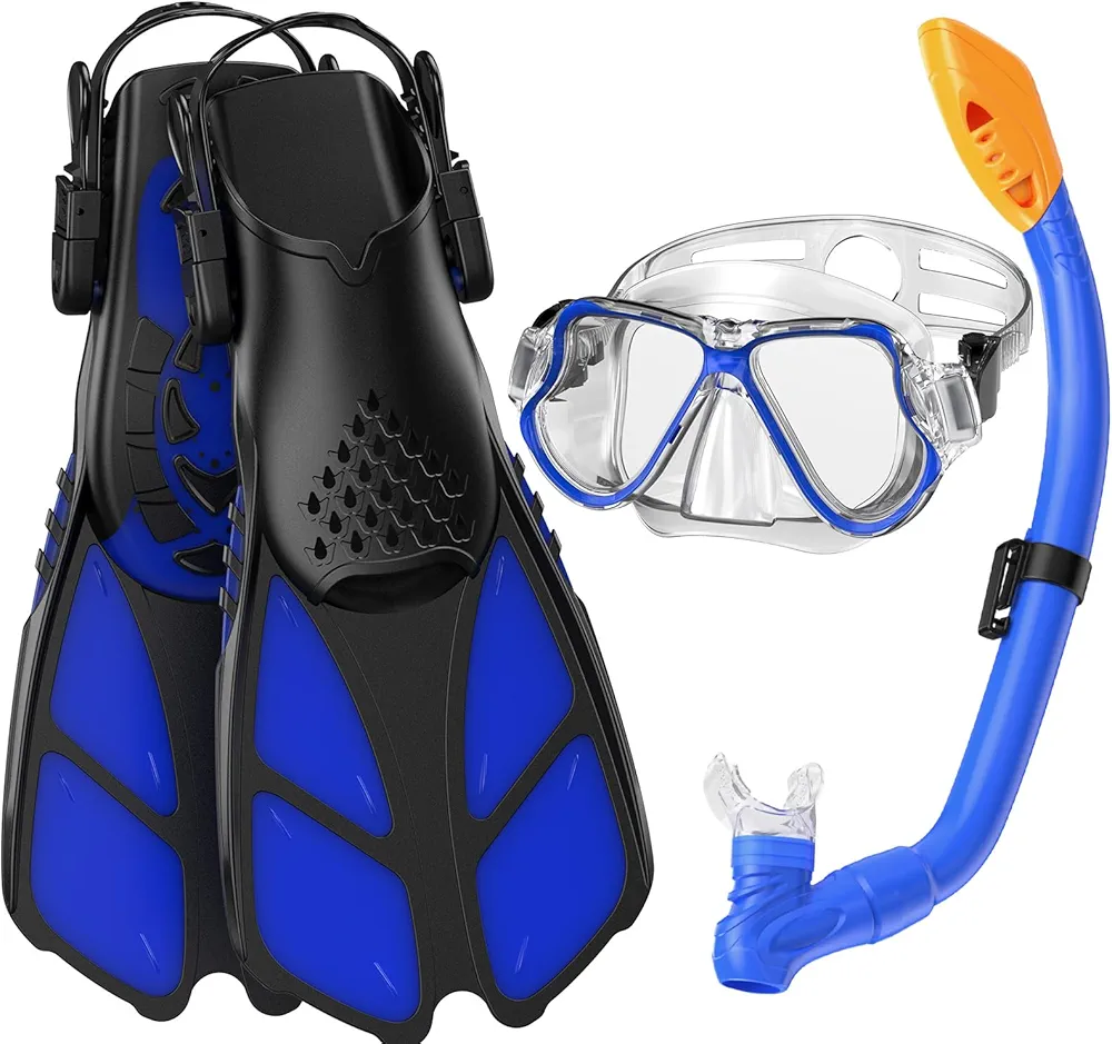 Kids Snorkel Mask Fins Set for 3-8 Years Old Boys Girls Youth Junior with Carrying Bag for Snorkeling Swimming Freediving
