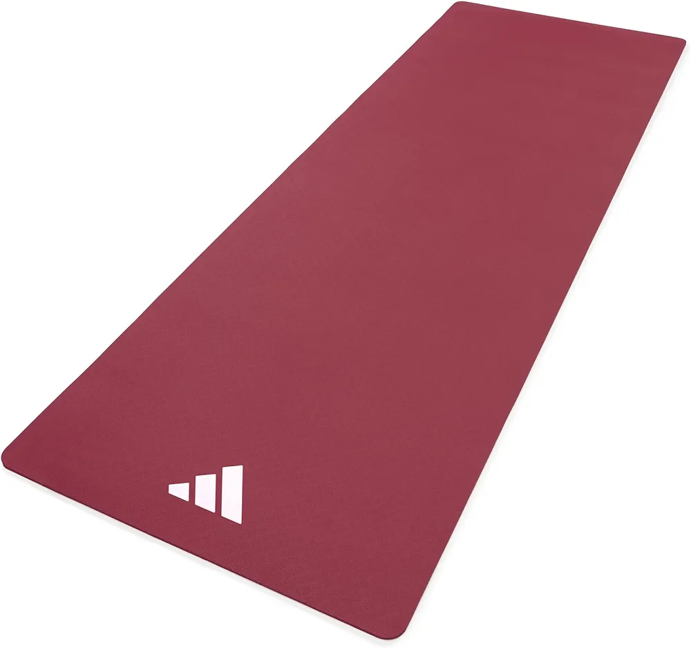 adidas Yoga Mat Thick 8mm EVA Foam Non Slip Exercise Workout Mats for Men and Women - Ideal for Home Gym Fitness, Yoga, Pilates, Studio - Lightweight, Rollable, Foldable (69" L x 24" W)