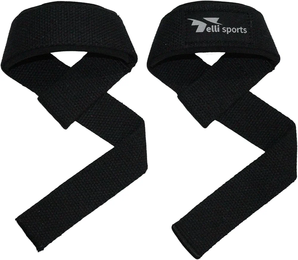 TelliSports Gym Wrist Wraps for Bodybuilding Anti-Slip Cotton Webbing Wrist Straps, Weightlifting, Strengthening and Training Workouts Straps – Neoprene Padded (Black)