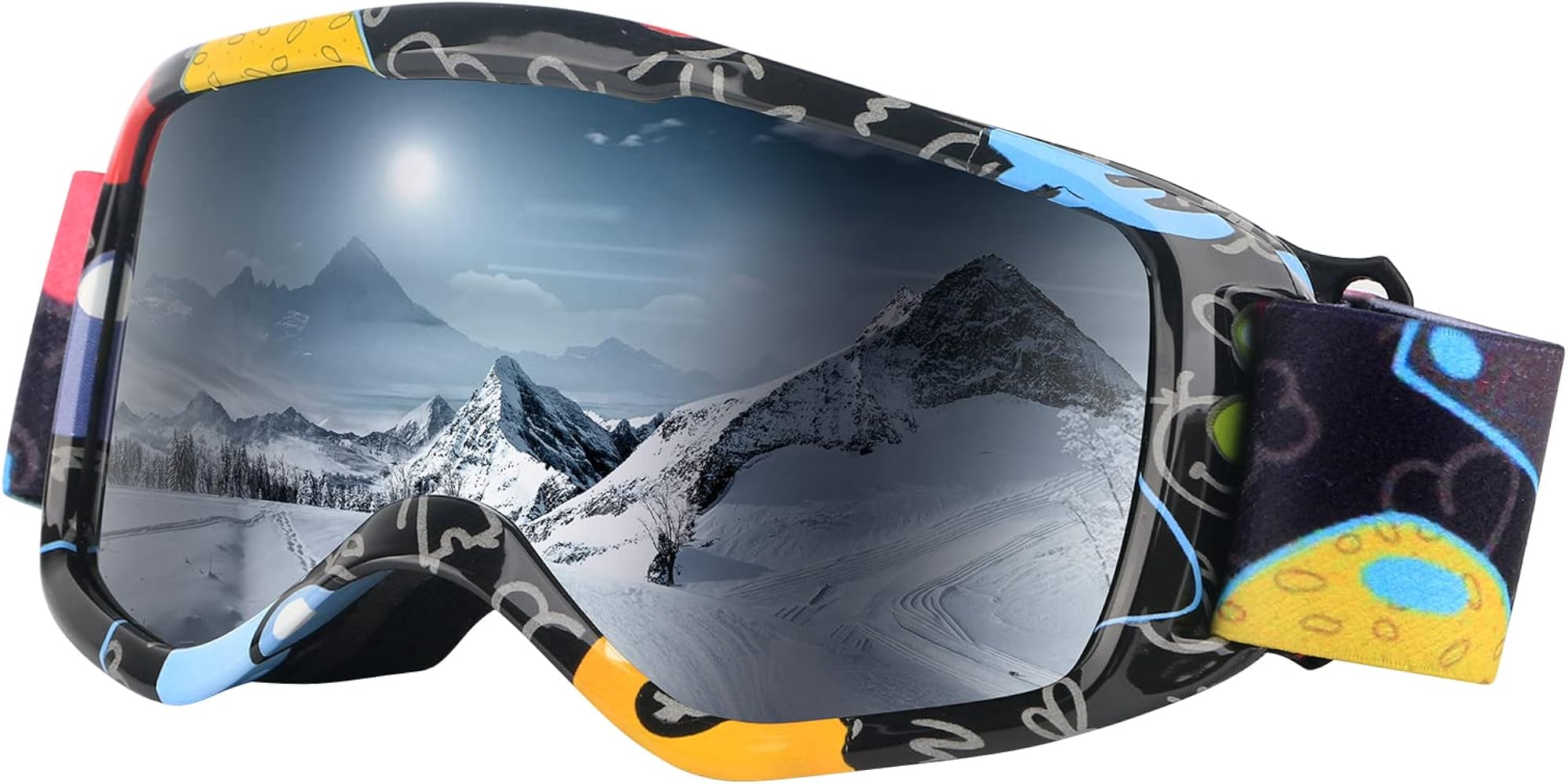 Kids Ski Goggles OTG Kids Snow Goggles Anti Fog UV Protection Snowboard Goggles, Helmet Compatible for Boys Girls Toddler