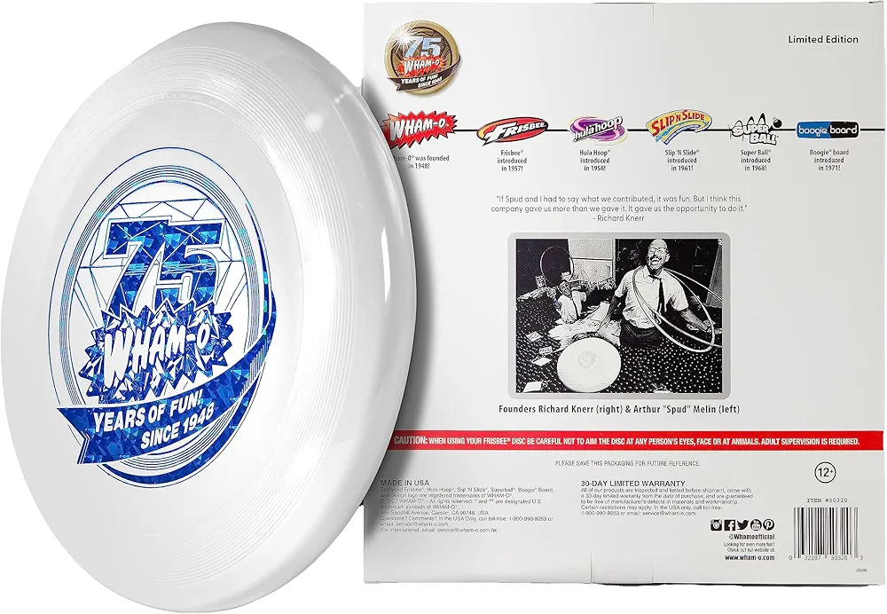 Wham-O Frisbee 75th Anniversary 175g Flying Disc - 10.8 Inch Diameter Limited Edition Collectors Item - The Original Frisbee Flying Disc Outdoor Games