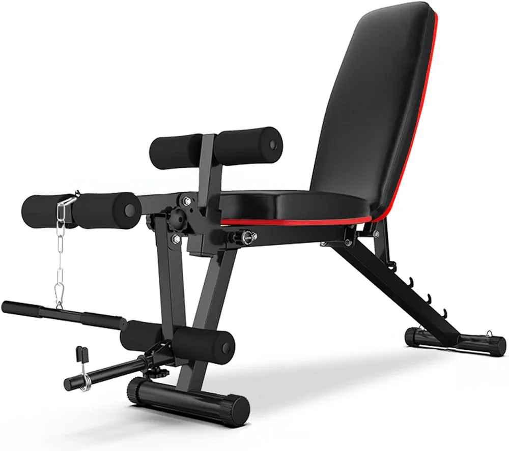 Wesfital Weight Bench with Leg Extension and Curl, Adjustable Workout Bench Utility Incline Decline Benches for Home Gym Full Body Exercise & Strength Training