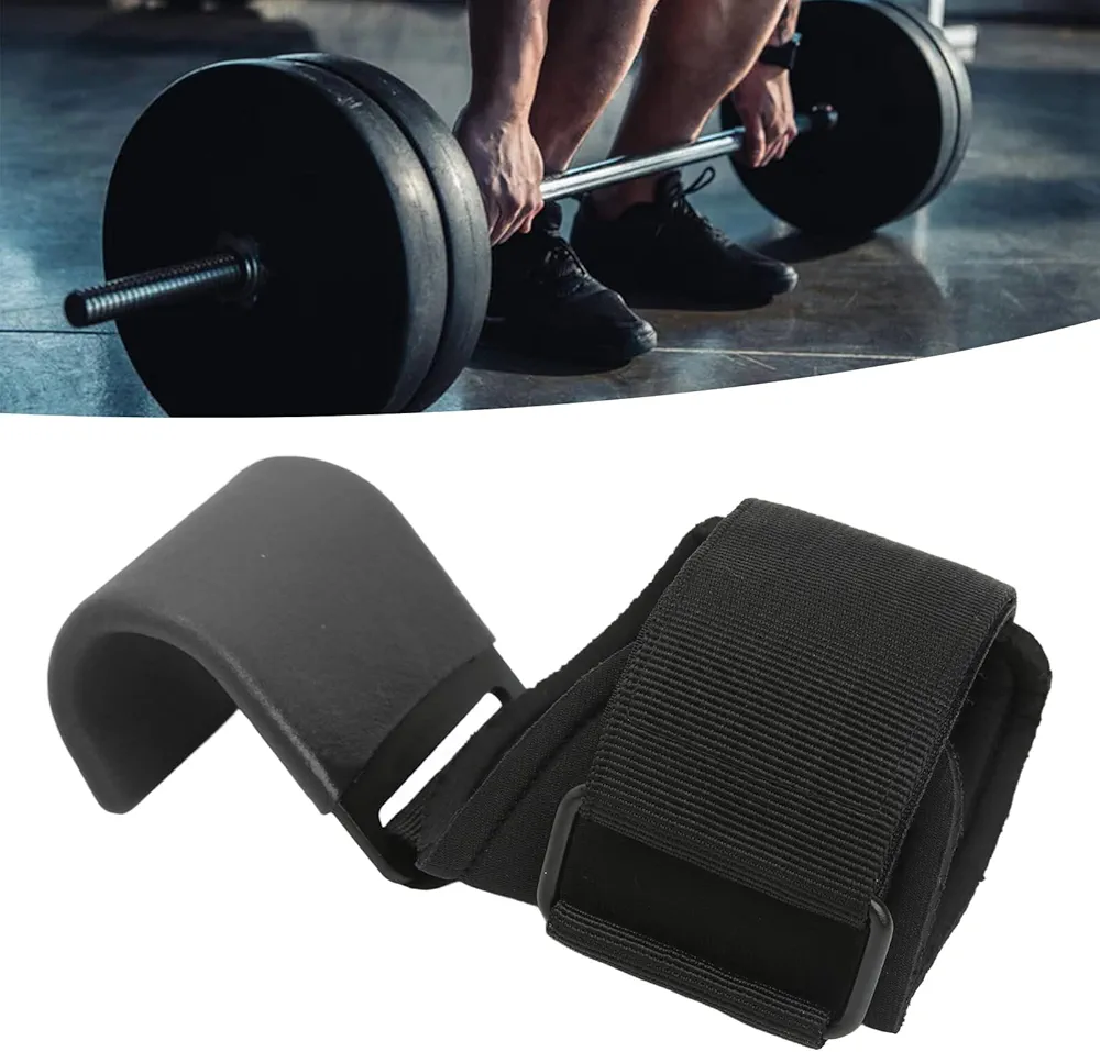 Weight Lifting Hooks, Heavy Duty Lifting Wrist Straps Pull Ups Deadlift Straps Power Lifting Grips Padded Workout Straps for Weightlifting Gym Gloves for Men & Women (Black)