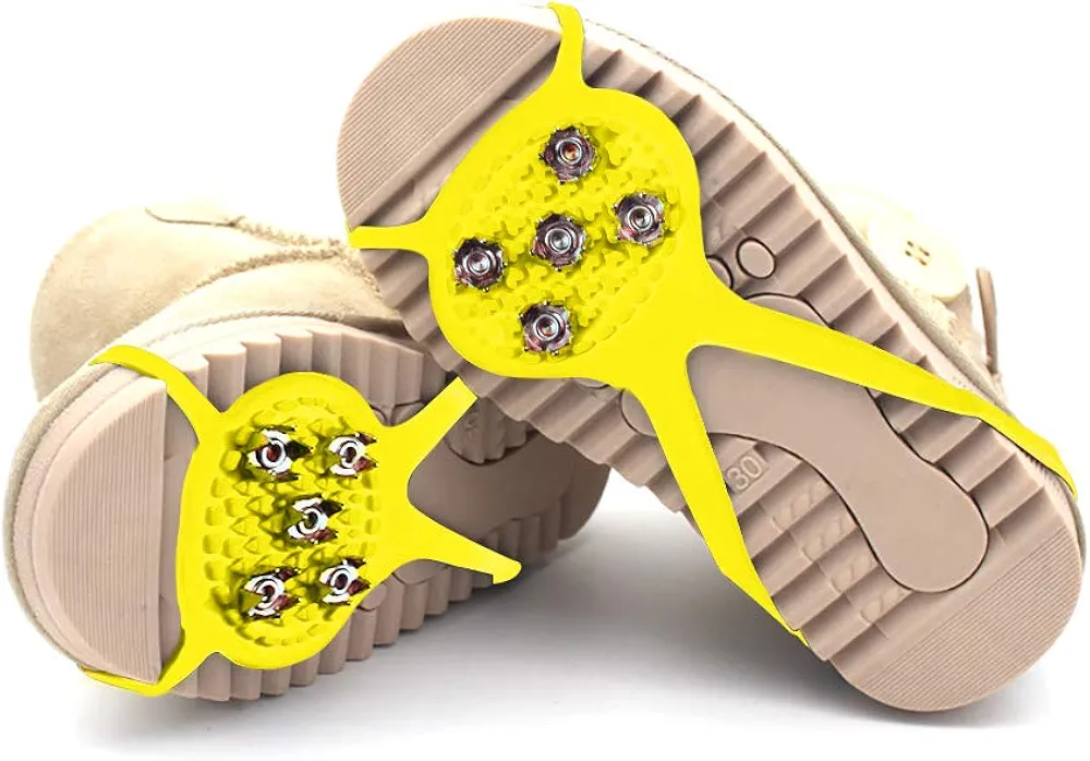 1 Pair (Kids' Size) Crampons,Traction Cleats,Spike for Winter Walking Safety,Shoe Grips on Ice、Snow for Children Girls and Boys,Kids' Size 5-7