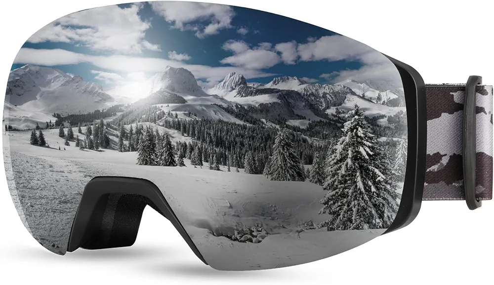 FEISEDY Magnetic Ski Goggles for Men Women Youth Frameless Snow Goggles 100% UV Protection Snowboard Goggles B0020