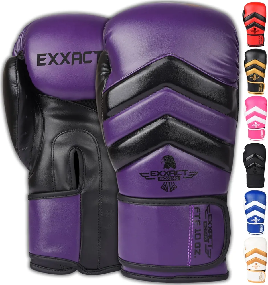 Exxact Sports Clash Boxing Gloves for Men, Durable Engineered Leather Mens Boxing Gloves with Padded Protection, Womens Boxing Gloves for MMA, Muay Thai & Sparring Gloves