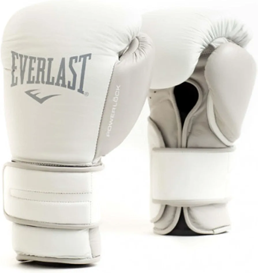 Everlast Powerlock 2 Boxing Gloves | Pro Flight Gloves | Secure Fit Hook and Loop with Triple-Layer Foam & Wrist Support for Injury Prevention | Heavy Bag & Speedbag Training (12oz | White)