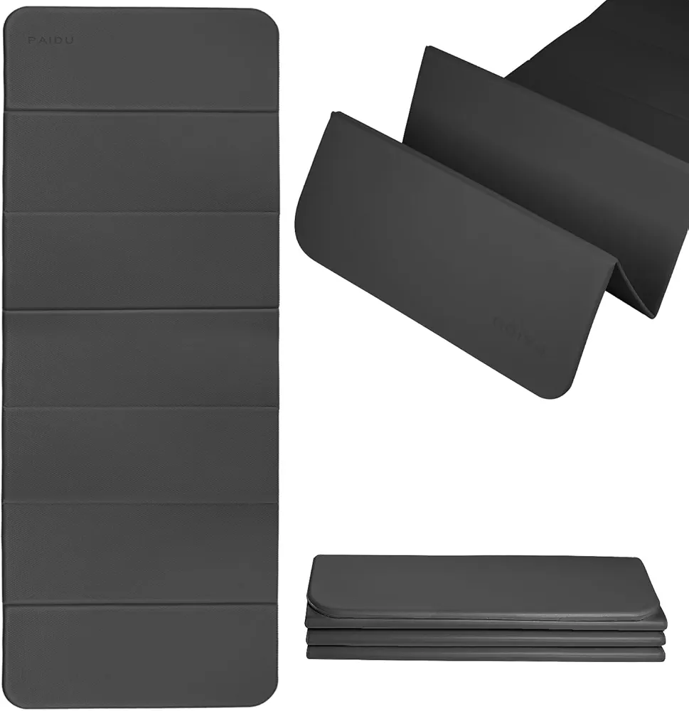Foldable Yoga mat -10mm thick, POE material, portable multi-functional folding mat - comfortable and durable, easy to carry, suitable for outdoor travel, home exercise and yoga fitness