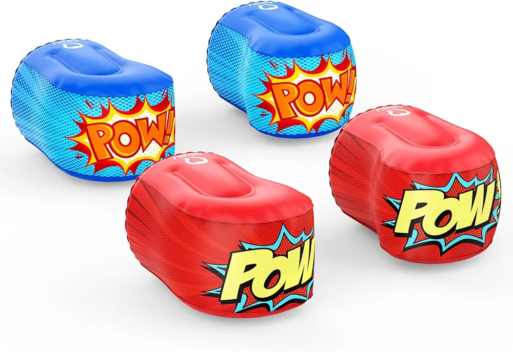 QPAU Kids Inflatable Boxing Gloves, 2 Pairs of Boxing Pillows for Indoor & Outdoor Fun, Ideal Gift & Toys for Ages 5+, Party Game Entertainment