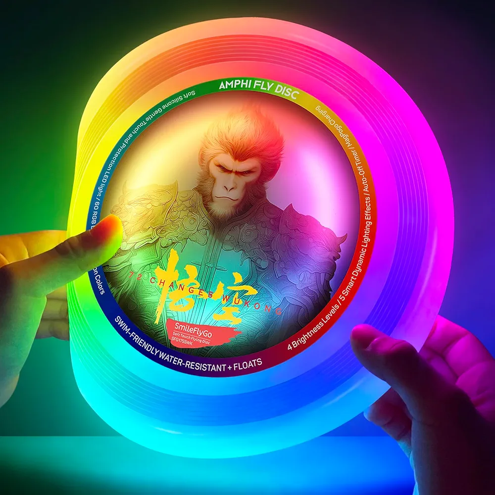 LED Flying Disc for Kids - Soft Silicone, IPX7 Waterproof & Floats, 60 RGB Lights to Light Up Fun, Rechargeable - Perfect for Pool Parties, Water Games, Birthdays & Camping Gifts for Boys/Teens
