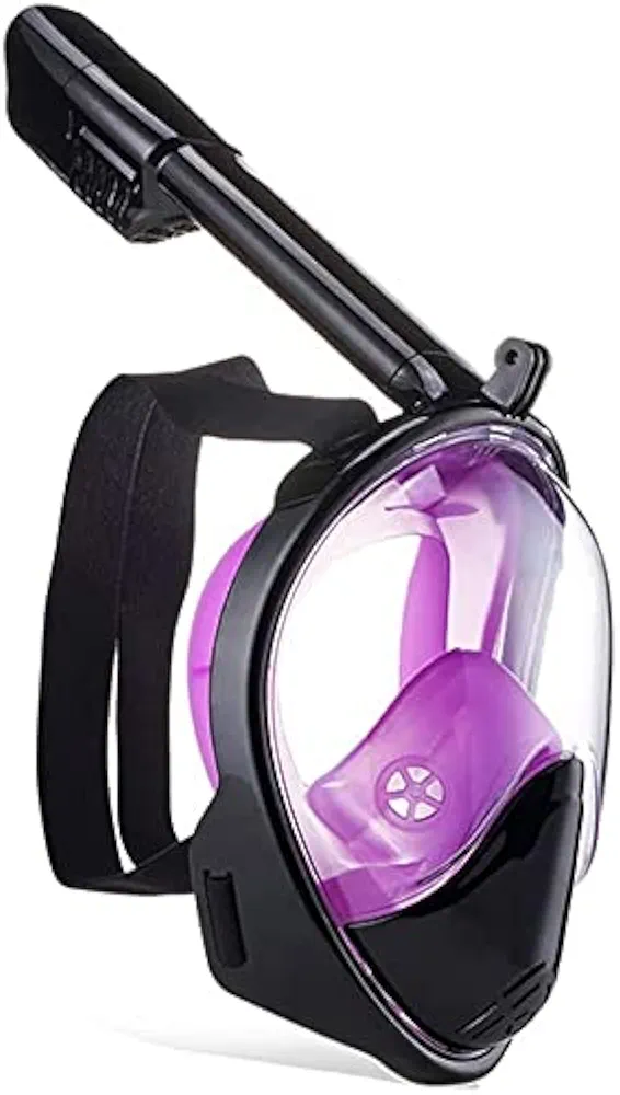 Full Face Snorkel Mask Diving Mask Anti-Fog Diving Swimming Goggles Full Dry Snorkeling Equipment 180° Wide Field of View