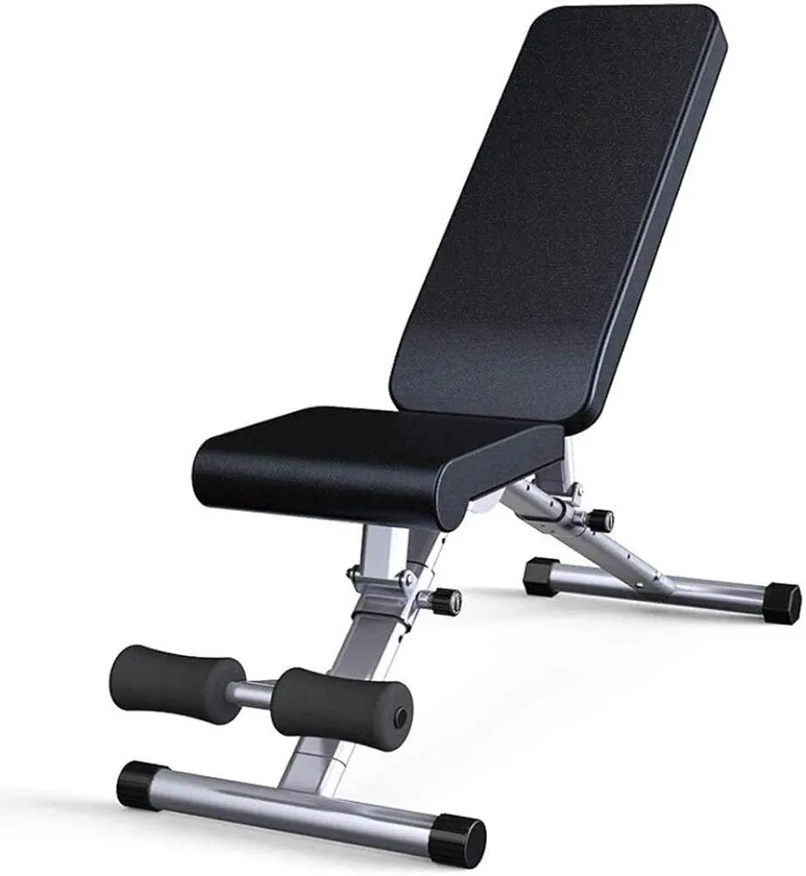 Adjustable Weight Bench Utility Gym Bench Strength Training Sit Up Bench Flat/Incline/Decline Exercise Utility Bench for Home Gym Black,