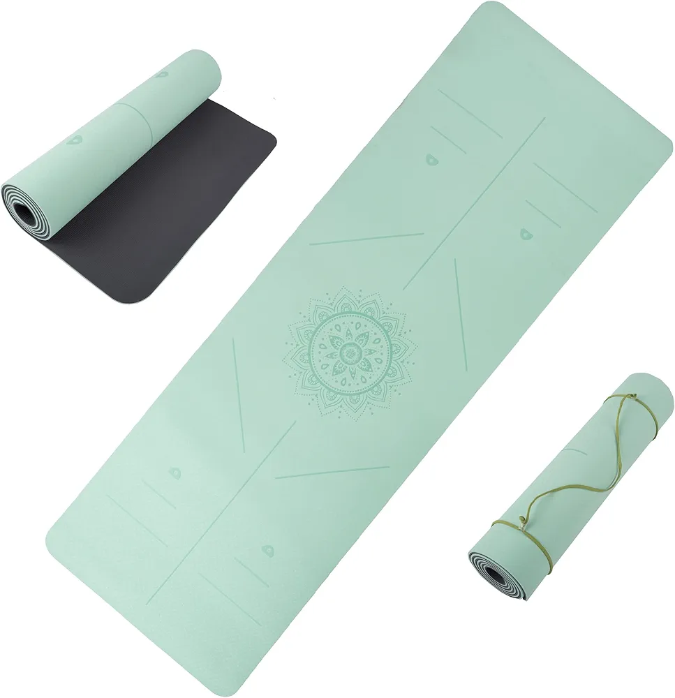 Non-Slip Yoga Mat with Alignment Marks – Lightweight Exercise Mat with Carry Strap for Home Workout or Travel by Wakeman Outdoors