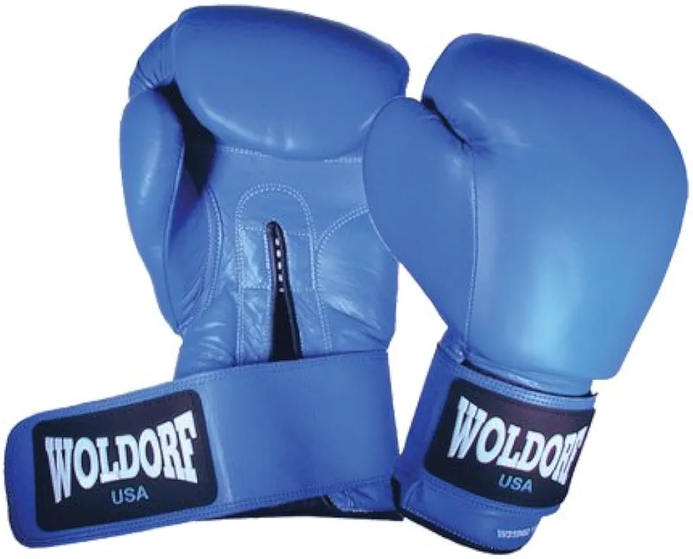 Woldorf Boxing Gloves in Top Grade Leather Blue 14oz Sparring, Grappling, Kickboxing, Fighting Gloves, Muay Thai Training Gloves, Heavy Bag Gloves for Speed Punching