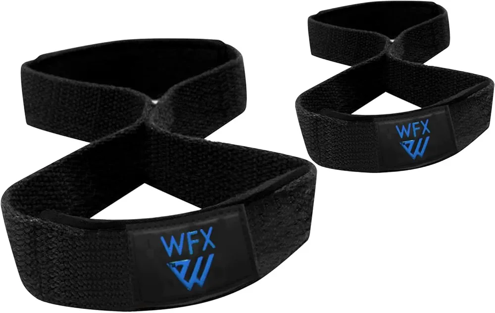 Weight Lifting Straps Padded Figure 8 Wrist Support Gym Wraps Men Women Fitness Bodybuilding Double Loop Workout Heavy Training Powerlifting Dumbbell Squats Pull Up Grip
