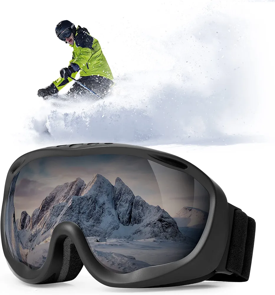 AKASO Ski Goggles, Snowboard Goggles - Anti-Fog, 100% UV Protection, Double-Layer Spherical Lenses for Adult & Youth