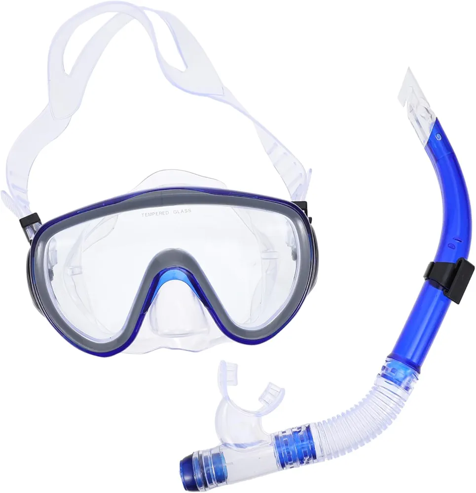 INOOMP 1 Set Diving Equipment Snorkel Mask Full Face Mask Sleeping Mask Tank Snorkeling Gear for Adults Nearsighted Vests Face Masks Dive Mask Swim Goggles for Men Cover and PVC Blue