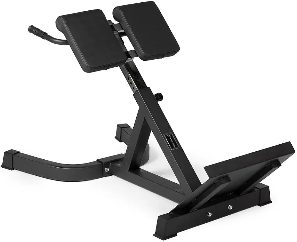 Titan Fitness Back Hyperextension, Adjustable Roman Chair Bench, Hamstring Back Extension Ab Exercise, Rated 250 LB, Strength Training Specialty Machine