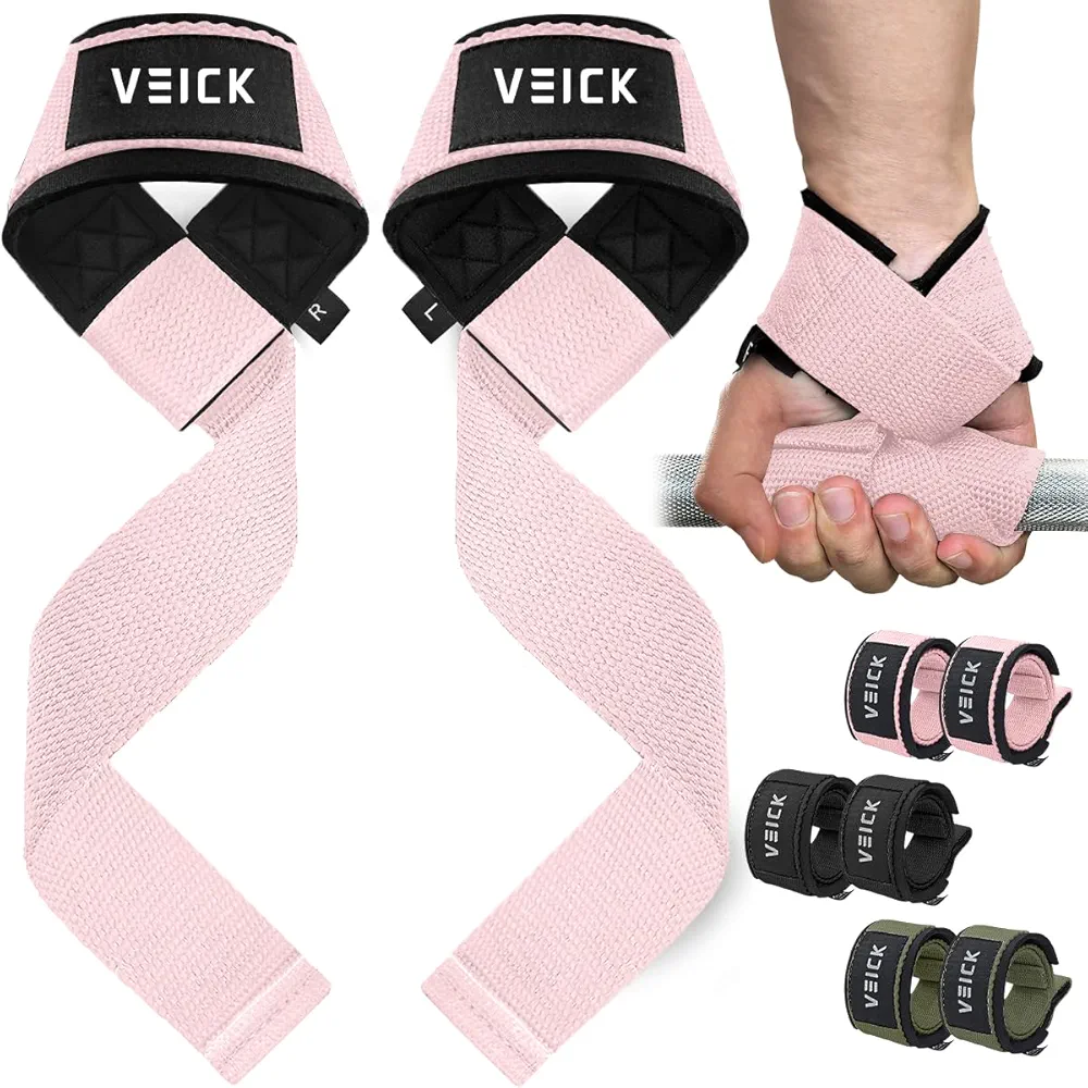 VEICK Weight Lifting Wrist Straps for Weightlifting Hand Wraps for Weight Lifting Gym Workout Strength Training Men Women (Pair)