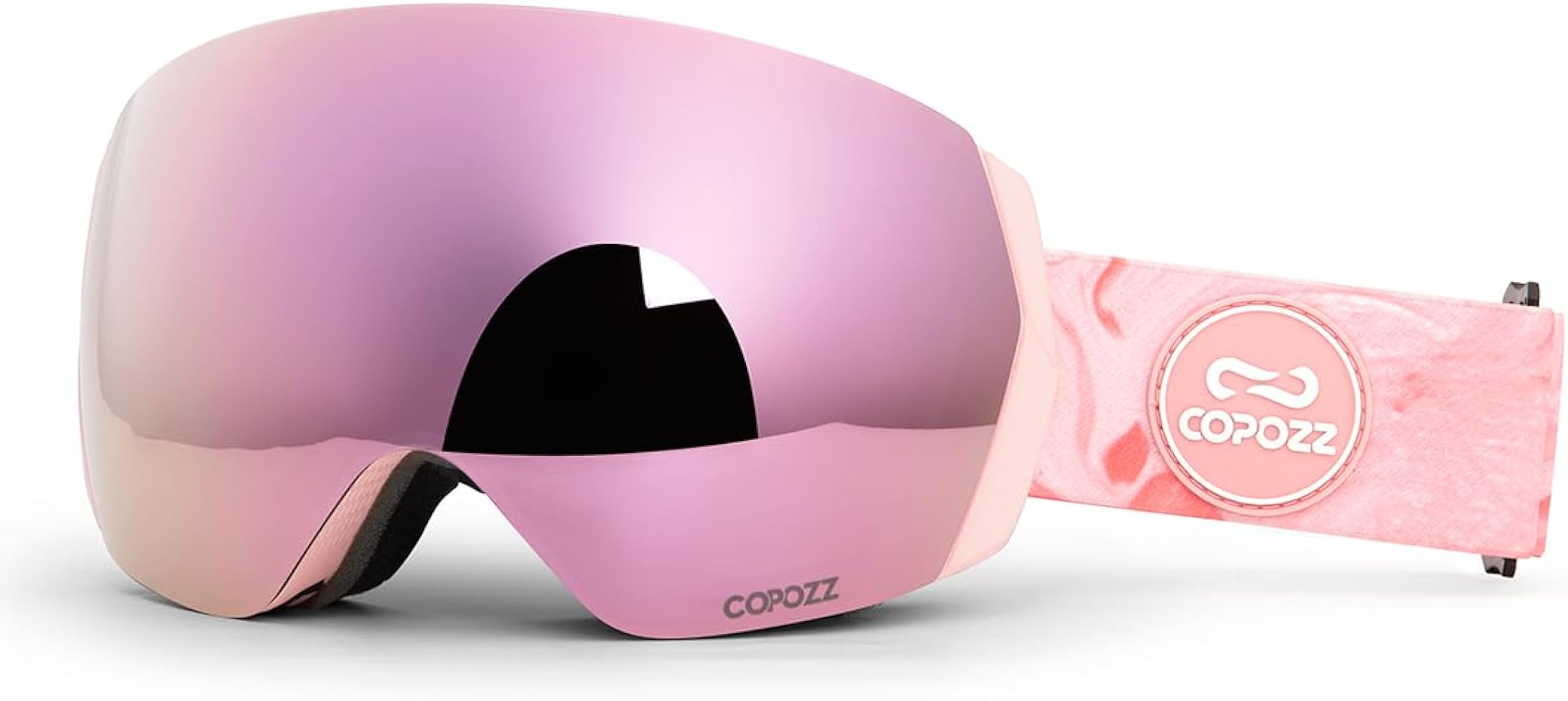 COPOZZ H2 Ski Goggles, Hyperbolic OTG Snow Goggles, Reduce Visual Distortion, UV 400, Snowboard Goggles for Adult Men Women