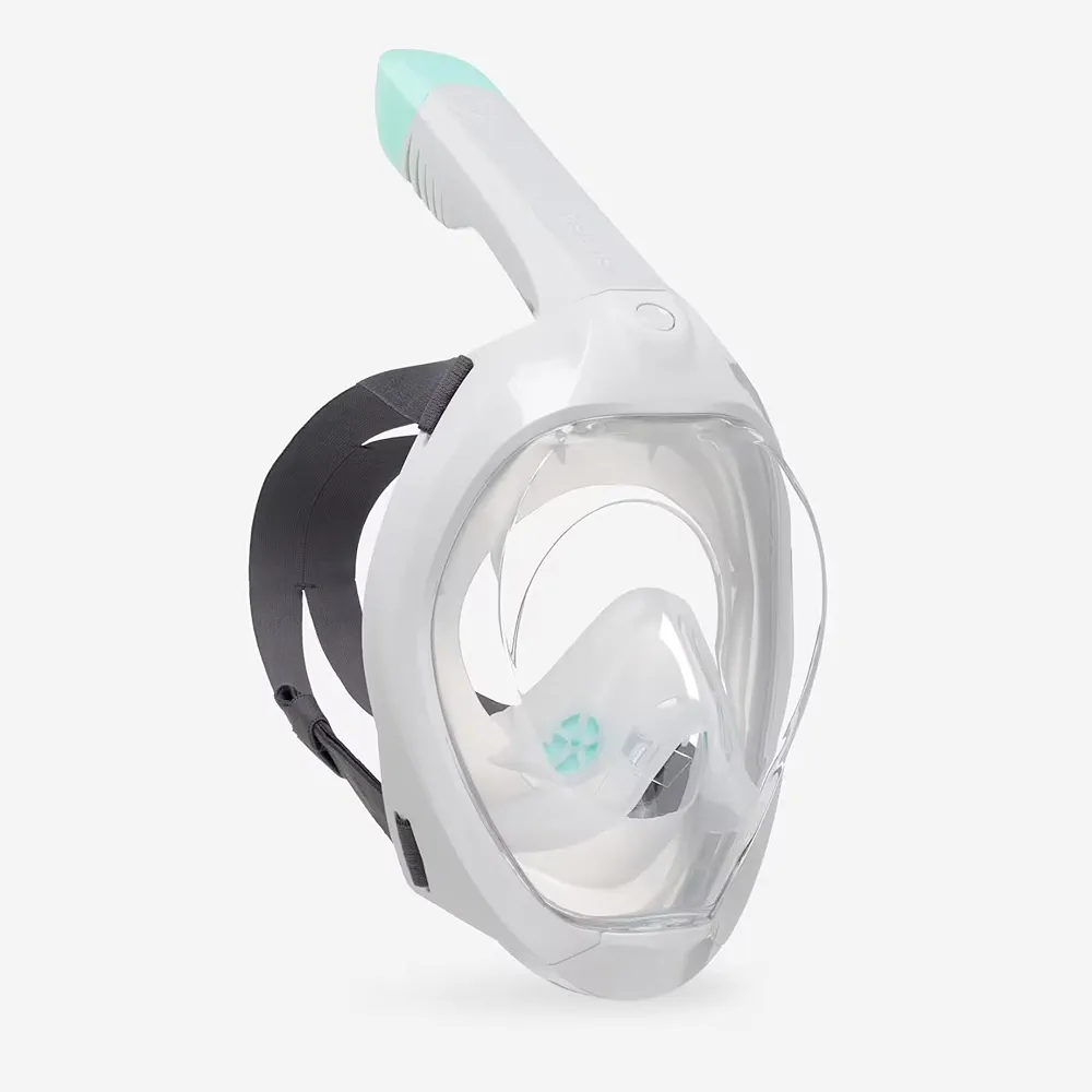 SUBEA TRIBORD Easybreath 500 Full Face Snorkeling Mask (2024 Version) with Dry-top Release, Panoramic 180º View, Anti-Fog. Includes a Large Microfiber Cloth 6.6" x 5,7" (Gray, M/L)