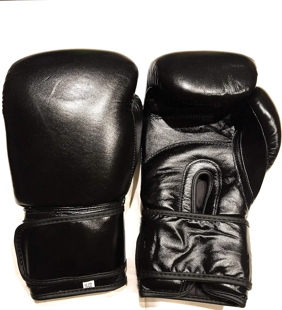 Woldorf Boxing Gloves in Top Grade Leather Black 12oz Sparring, Grappling, Kickboxing, Fighting Gloves, Muay Thai Training Gloves, Heavy Bag Punching Gloves
