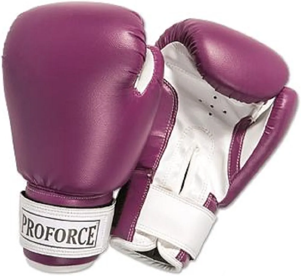 Proforce Leatherette Boxing Gloves with White Palm (Purple/White, 12 oz.)