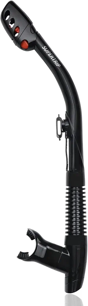 Supertrip Adults Dry Snorkel, Easy Breath Scuba Diving Snorkel with Splash Guard and Top Valve, Freediving Snorkeling Swimming Snorkel for Adults Youth