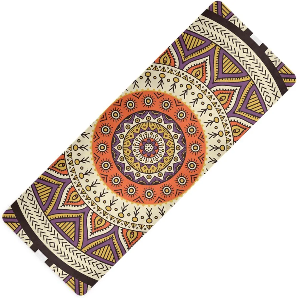 Bohemian Totem printed yoga and pilates mat for women, natural rubber non slip, with Yoga mat cover tapete para ejercicio 71x26 inches