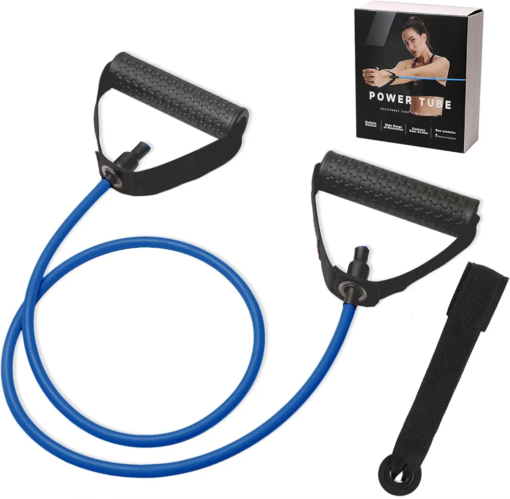 Resistance Bands with Handles, Single Resistance Tubes, Workout Bands with Handles, Durable Exercise Band for Stretching, Home Workouts, Physical Therapy, Fitness, Natural Latex