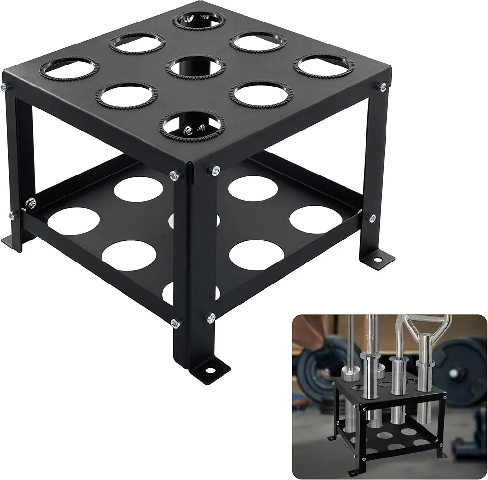 Barbell Holder Floor Stand Barbell Storage Rack,Heavy Duty Home Gym Organizer 9 Barbells Olympic Barbell Holder Stand Fit 2-inch Olympic Bars Olympic Bars, Curl Bars, Triceps Bars