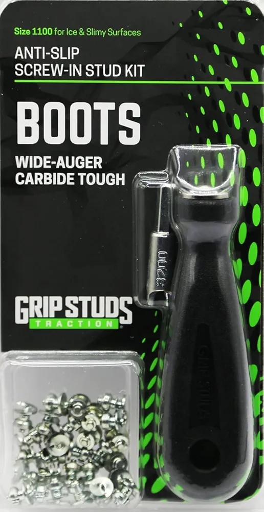 1100-1.9 mm Prominence GRIPSTUDS Boot Studs, Pack of 28 Solid Tungsten Carbide Tipped Screw in Studs for Improved Traction in Felt Boot Soles Includes Installation Tool