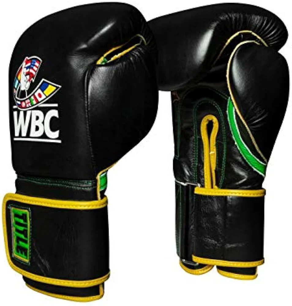 Title Boxing WBC Bag Gloves, Black/Green, 14OZ